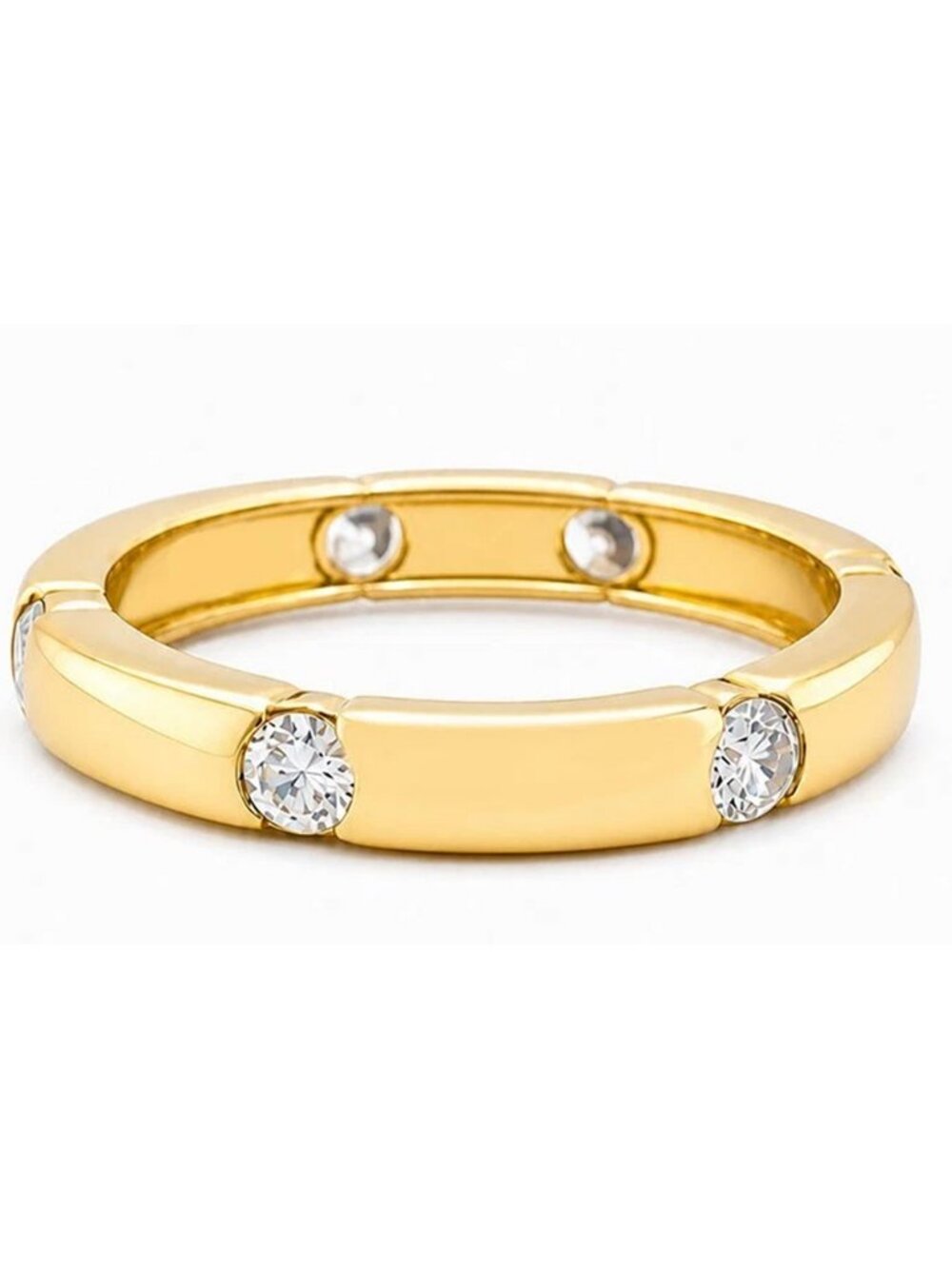 Created 0.60 Cts W/Sapphire Eternity Band Ring 14k Yellow Gold Plated (.925)